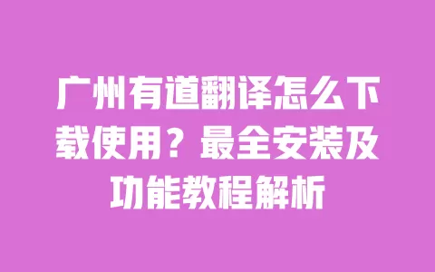 广州有道翻译怎么下载使用?最全安装及功能教程解析 一