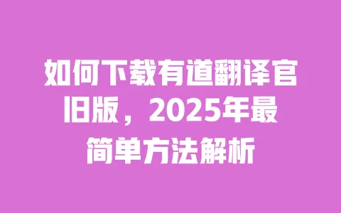如何下载有道翻译官旧版,2025年最简单方法解析 一