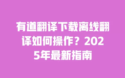 有道翻译下载离线翻译如何操作?2025年最新指南 一