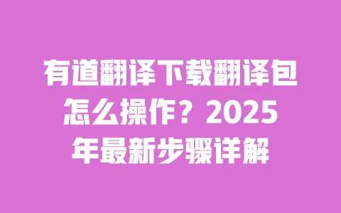 有道翻译下载翻译包怎么操作？2025年最新步骤详解 一
