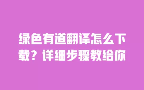 绿色有道翻译怎么下载？详细步骤教给你 一